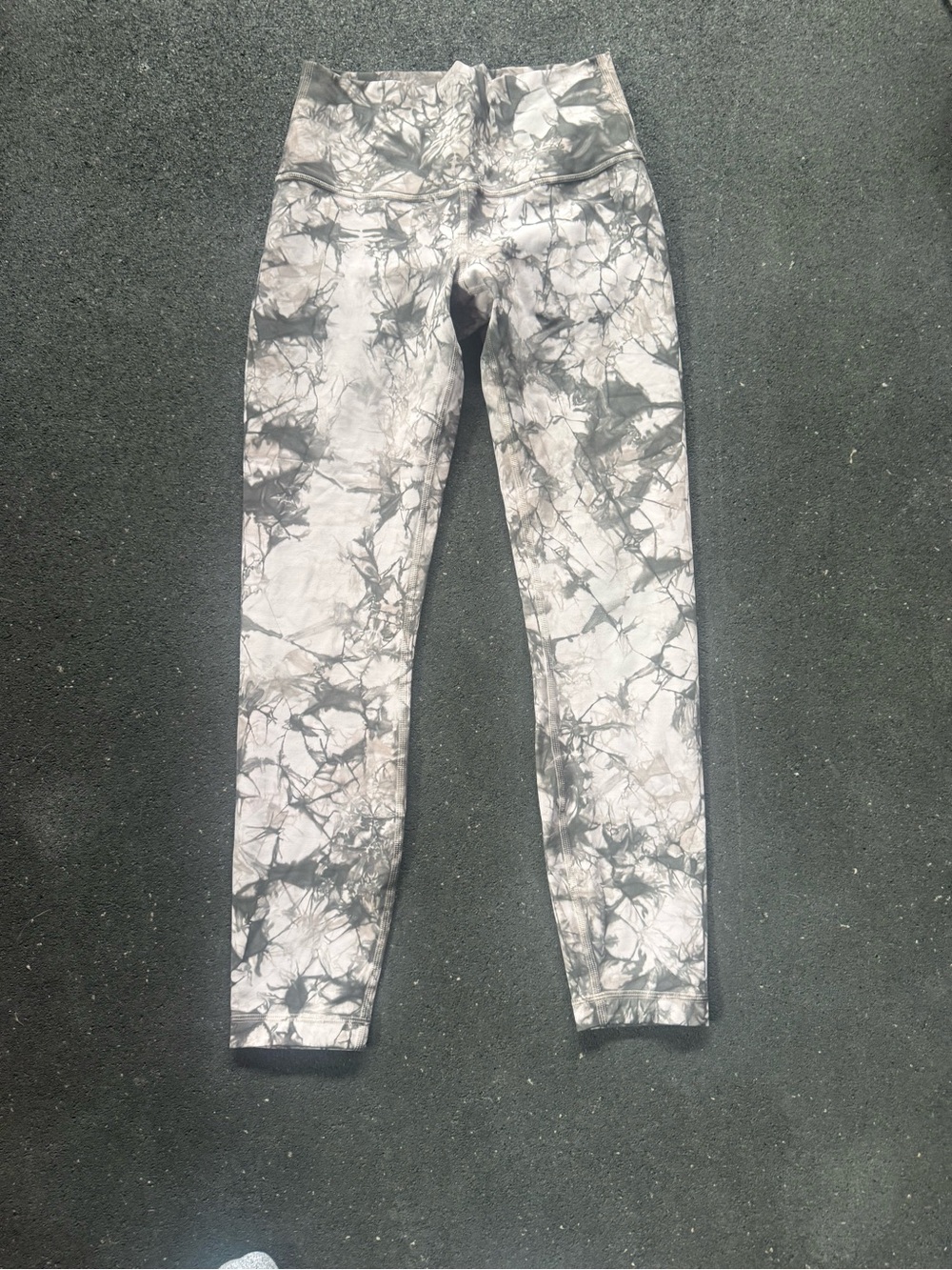 Women's Gray Tie-Dye mid-Waist Performance legging